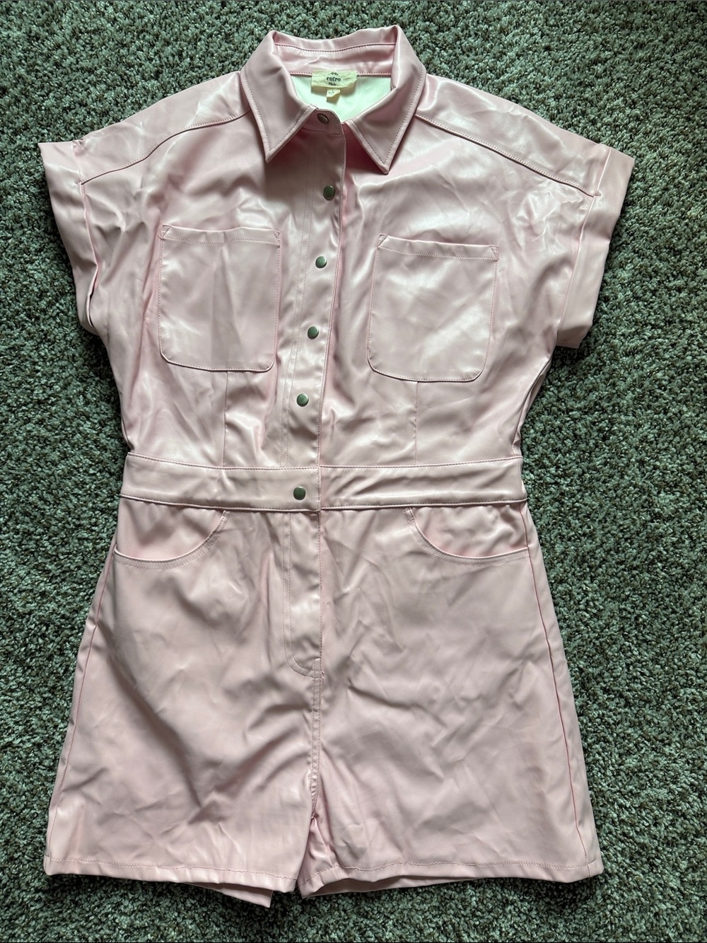 Pink Faux-Leather Romper